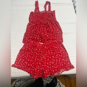 Zunie Red Floral Kids Romper